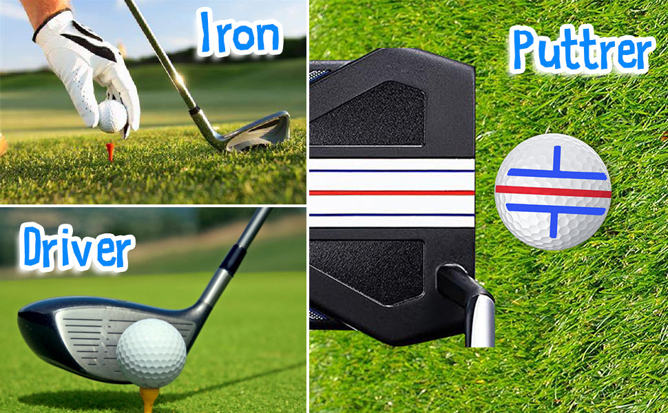 7 Pack Golf Ball Marker Golf Ball Line Marker Tool, 1 x 360° Triple-Line Marker Stencil, 1 x Golf Ball Marker Stencil, 6 in 1 x Letter Stencils Kit, 4 Color Golf Ball Markers, Golf Accessories