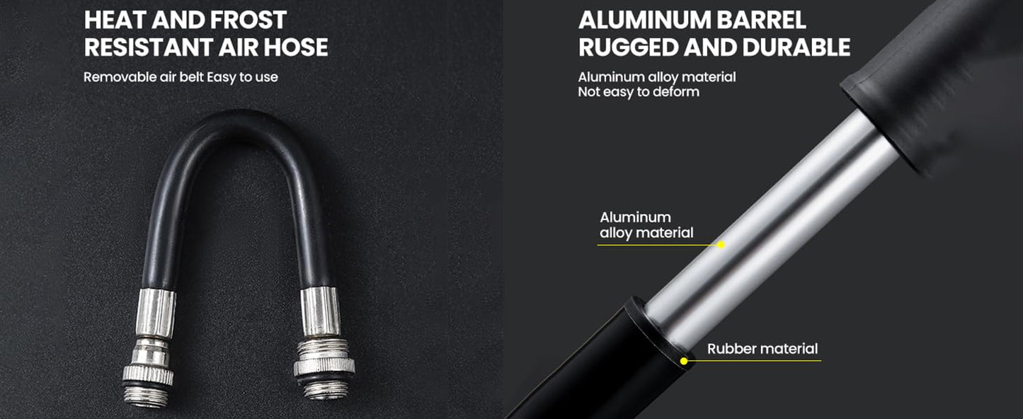 CyanCloud Mini Bike Pump,Bicycle Pump Portable, Universal American and French valves, no Need to Change valves for Road and Mountain Bikes, Scooter tire Pumps.