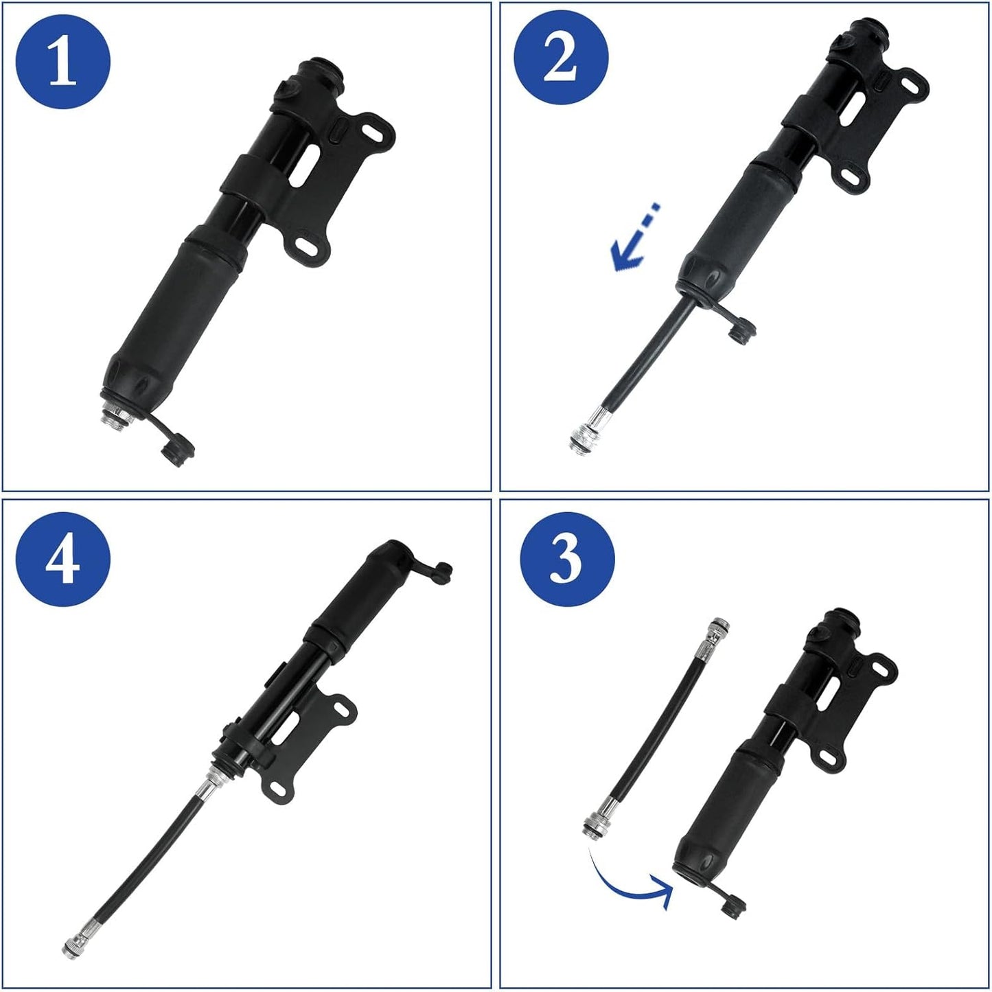 CyanCloud Mini Bike Pump,Bicycle Pump Portable, Universal American and French valves, no Need to Change valves for Road and Mountain Bikes, Scooter tire Pumps.