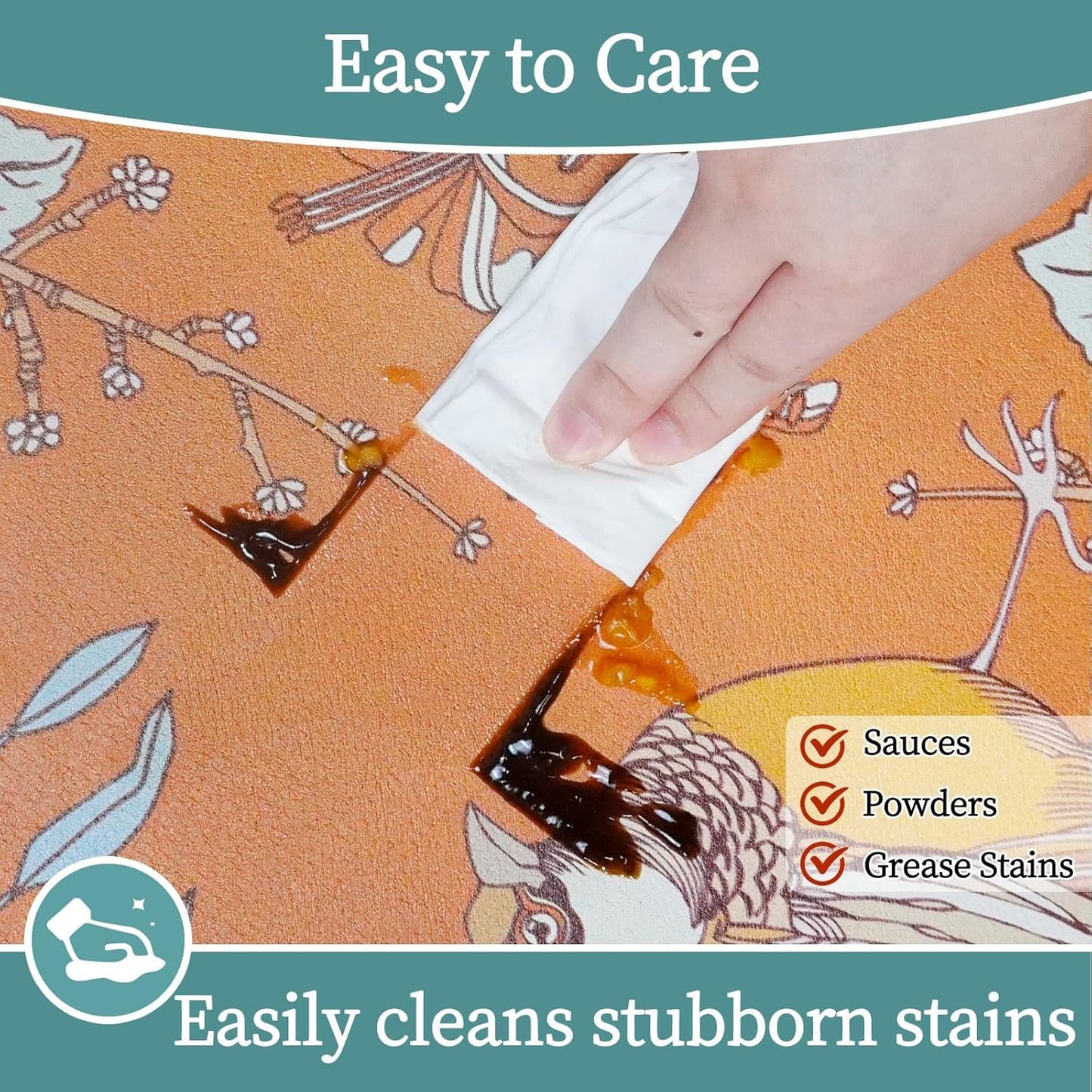 Dish Drying Mat XL 24"x16" Dish Mat Drying Kitchen Mat with Non-slip Rubber Backed, Dish Drying Pad Super Absorbent for Kitchen Counter, Coffee Bar, Bathroom Sink, Dish Drying Rack Mat, Orange