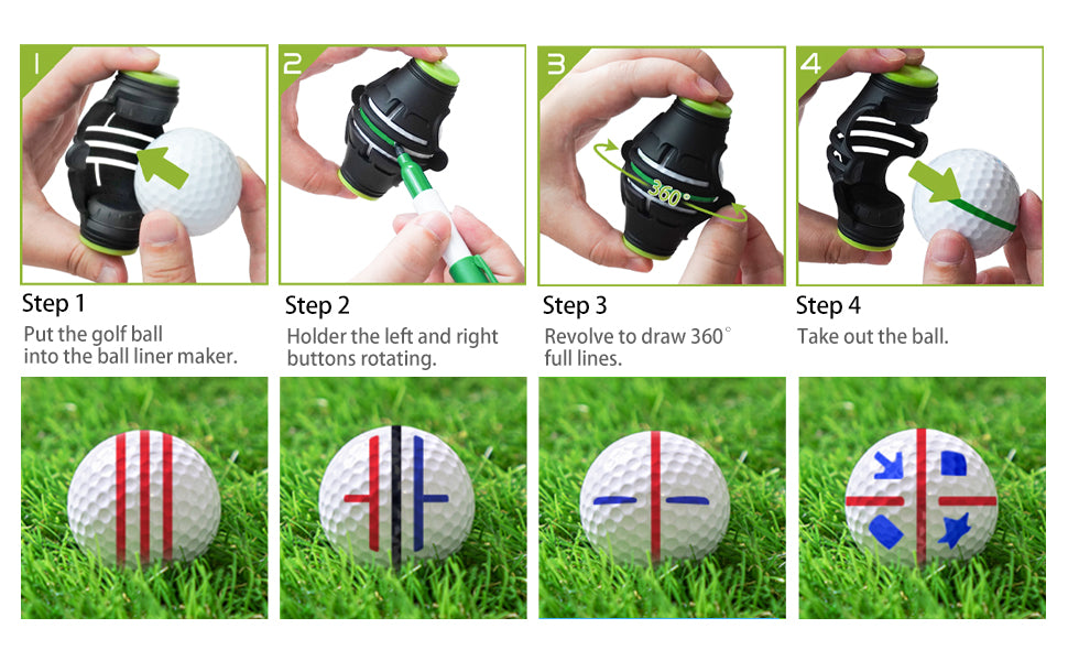 7 Pack Golf Ball Marker Golf Ball Line Marker Tool, 1 x 360° Triple-Line Marker Stencil, 1 x Golf Ball Marker Stencil, 6 in 1 x Letter Stencils Kit, 4 Color Golf Ball Markers, Golf Accessories