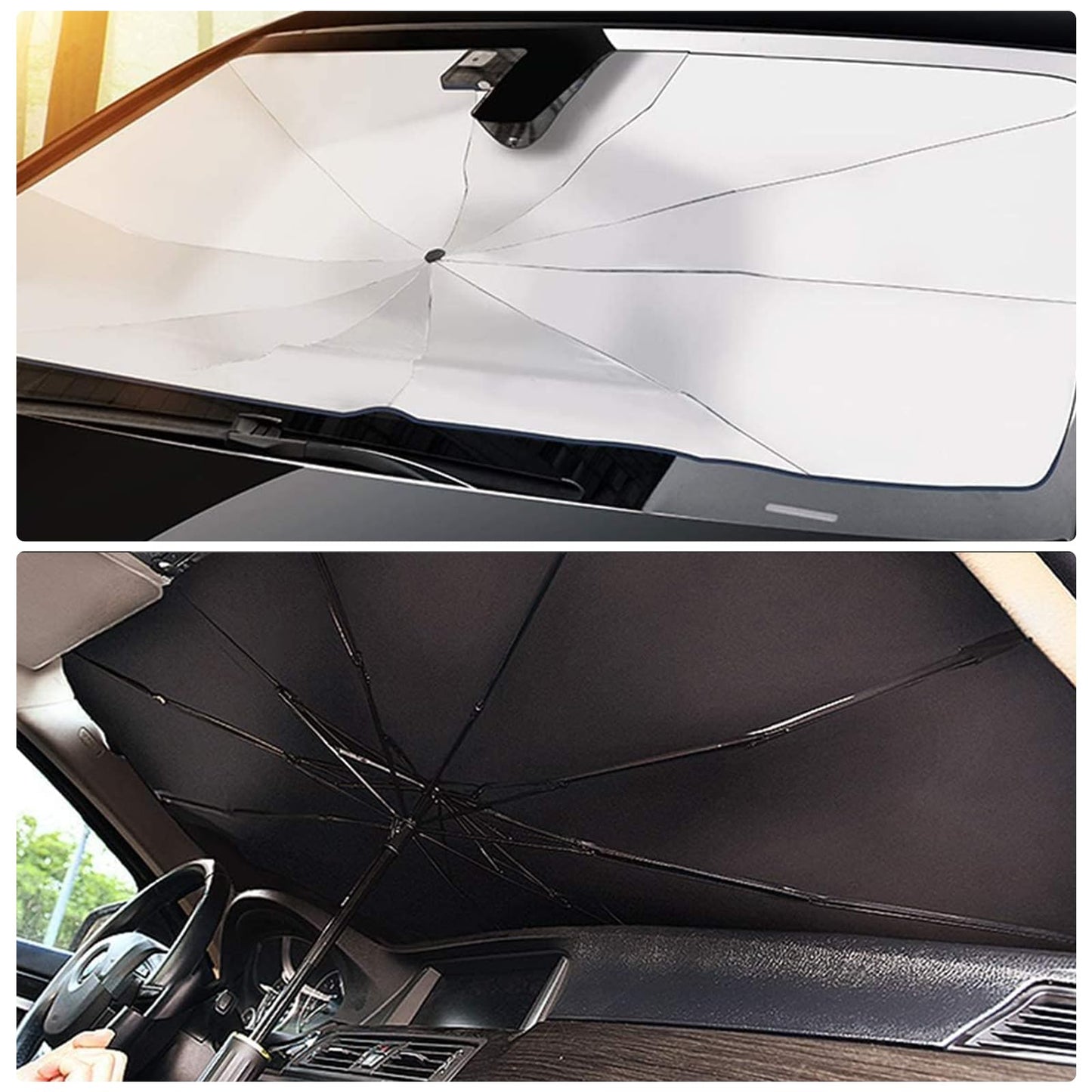 Car Sun Shade,for Car Front Windshield, Car Umbrella Sun Shade Cover, Foldable UV Reflector And Heat, Sunshade for Cars, Fits Most Vans SUVS (57 x 31 In)