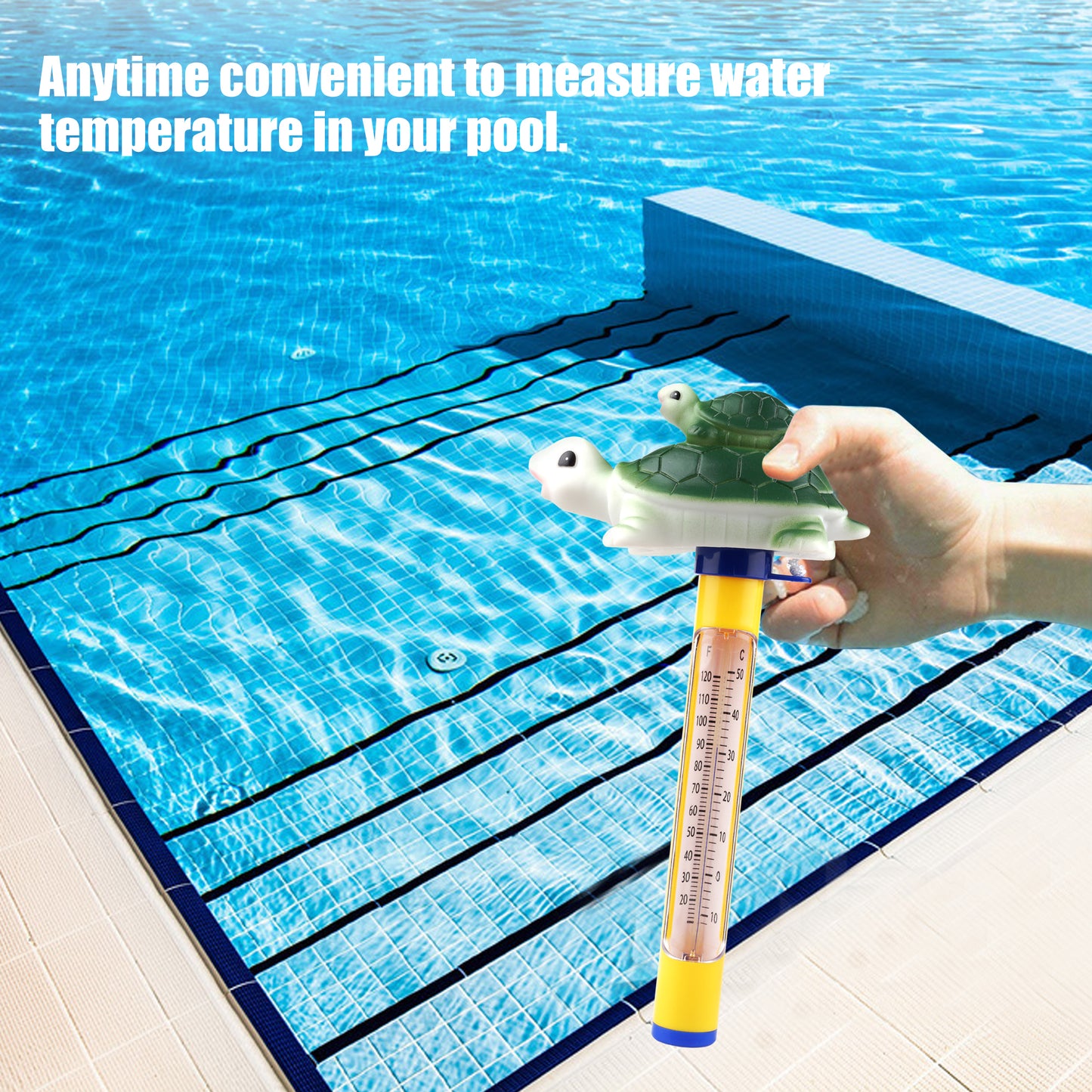 CyanCloud Pool Thermometer Floating, Swimming Pool Thermometer Outdoor/Indoor Bath Water, Hot Tub, Spa, Green Turtle