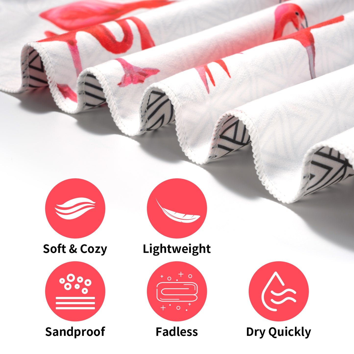 CyanCloud Microfiber Beach Towel Fast Drying, Extra Large 30" x 60" Sand Free Beach Towel Super Lightweight Towels for Swimming Pool, Camping, Picnic, Yoga Gym Sports(Flamingo)