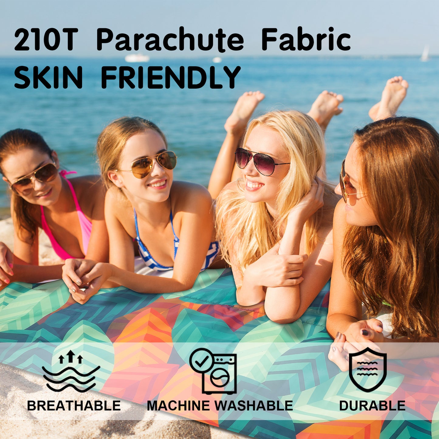 CyanCloud Beach Blanket , 79"x83" Extra Large Beach Blanket Mat, Soft and Durable Material, Sandproof Waterproof, Lightweight and Compact, Perfect for Beach Vocation, Travel Camping(Leaves)