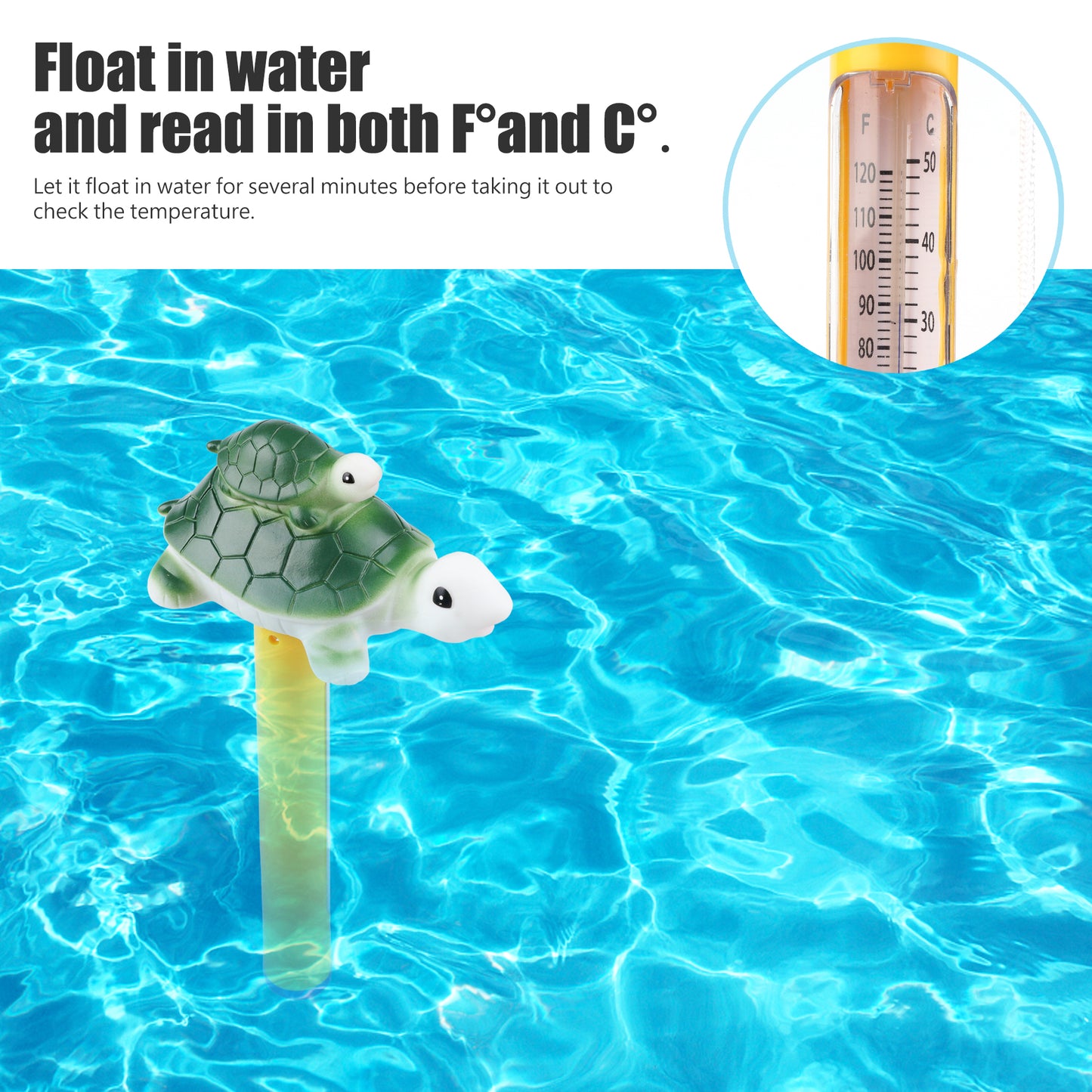 CyanCloud Pool Thermometer Floating, Swimming Pool Thermometer Outdoor/Indoor Bath Water, Hot Tub, Spa, Green Turtle