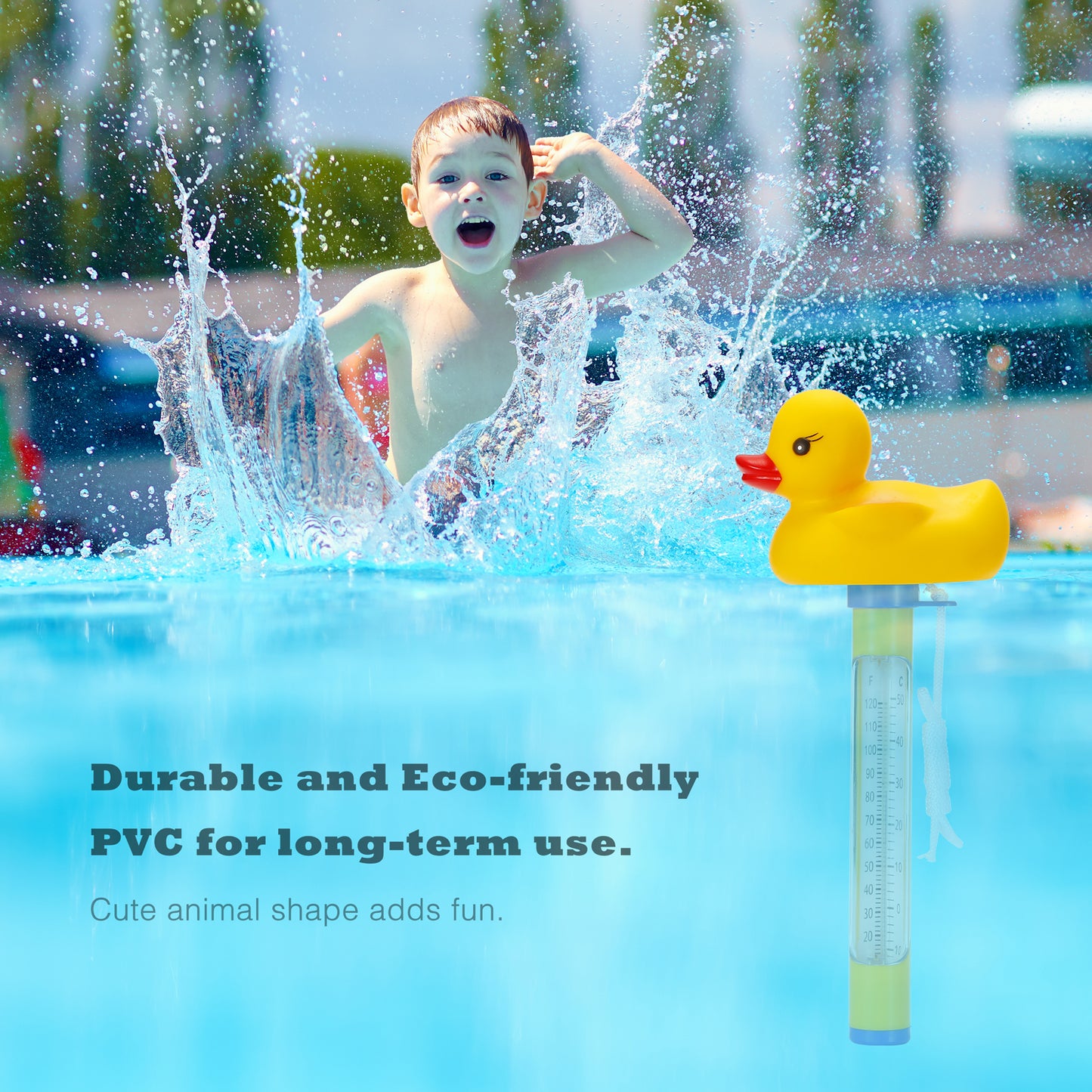 CyanCloud Pool Thermometer Floating, Swimming Pool Thermometer Outdoor/Indoor Bath Water, Hot Tub, Spa,Yellow Duck