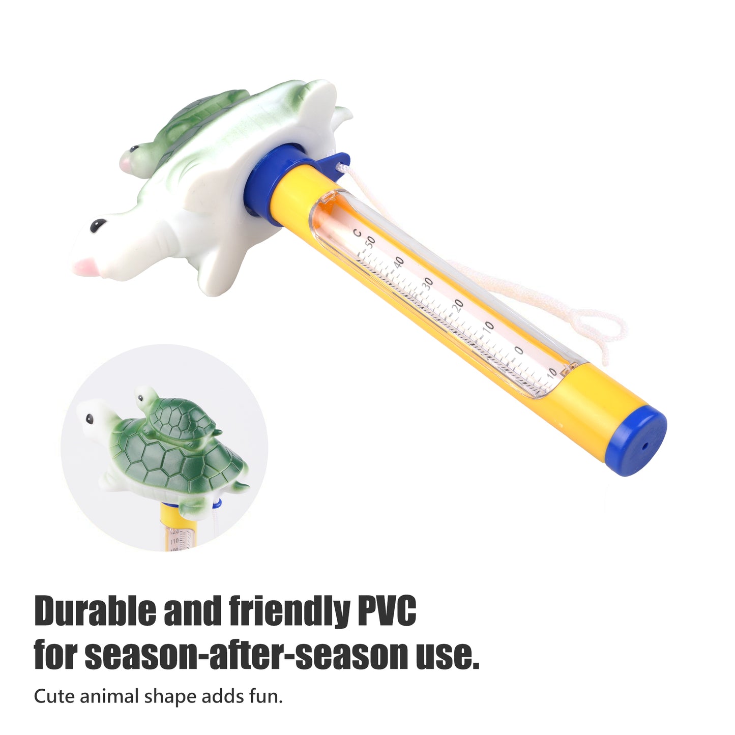 CyanCloud Pool Thermometer Floating, Swimming Pool Thermometer Outdoor/Indoor Bath Water, Hot Tub, Spa, Green Turtle