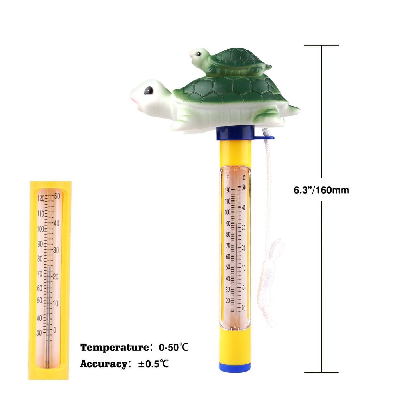 CyanCloud Pool Thermometer Floating, Swimming Pool Thermometer Outdoor/Indoor Bath Water, Hot Tub, Spa, Green Turtle