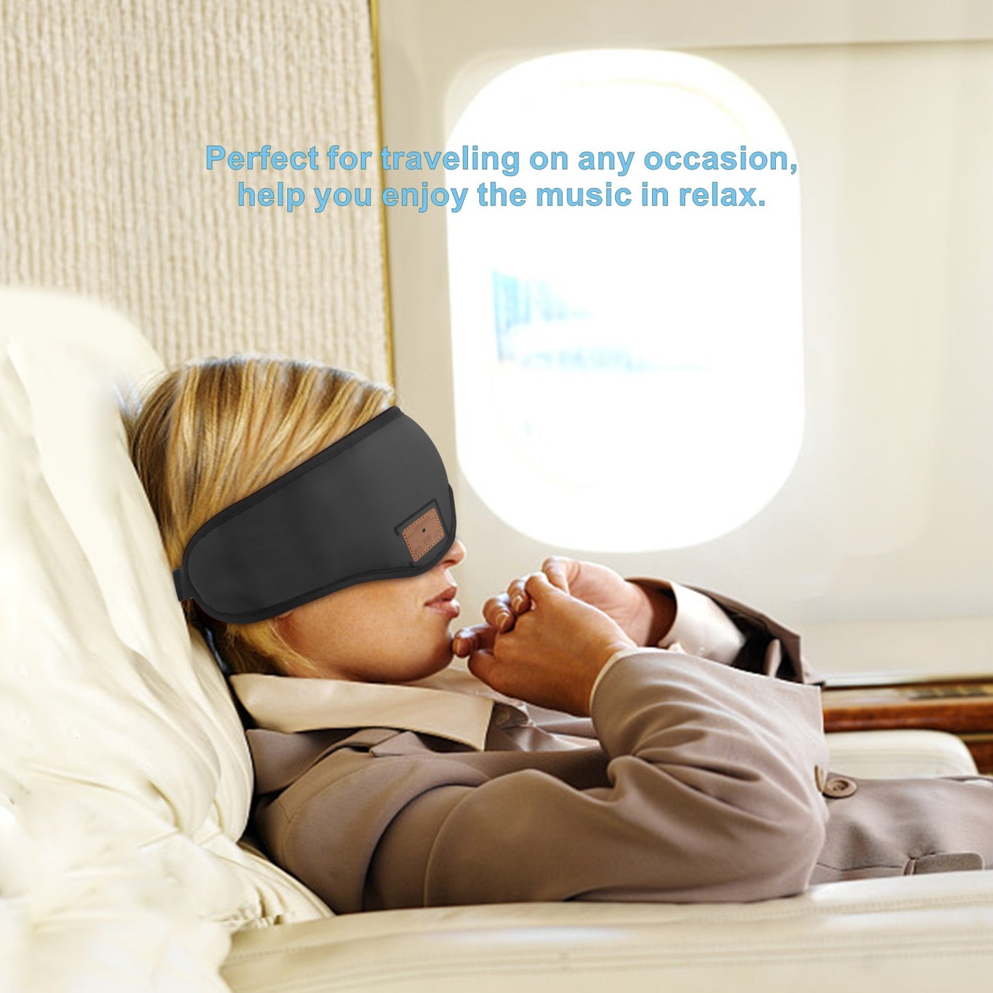 CyanCloud Wireless Eye Mask, Bluetooth Sleep Mask, Sleep Headphone, Handsfree Adjustable Washable Headphones, Built-in Speakers Microphone, for Air Travel, Sleeping, Meditation, AMSR and Insomnia