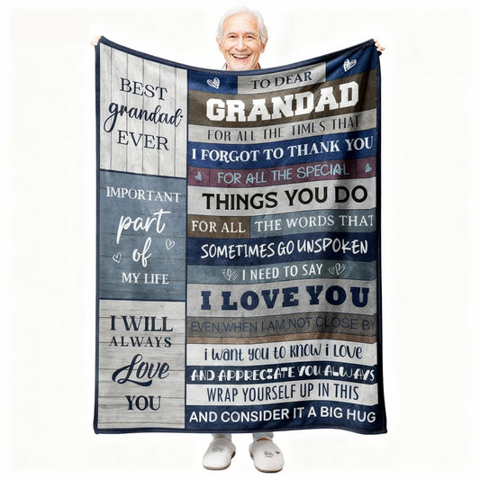 CyanCloud Grandad Gifts Blanket, Grandad Birthday Gifts, Throw Blanket 150x130CM Gifts for Grandad,  Soft Flannel Blanket Presents for Grandad Fathers Day Birthday Gifts