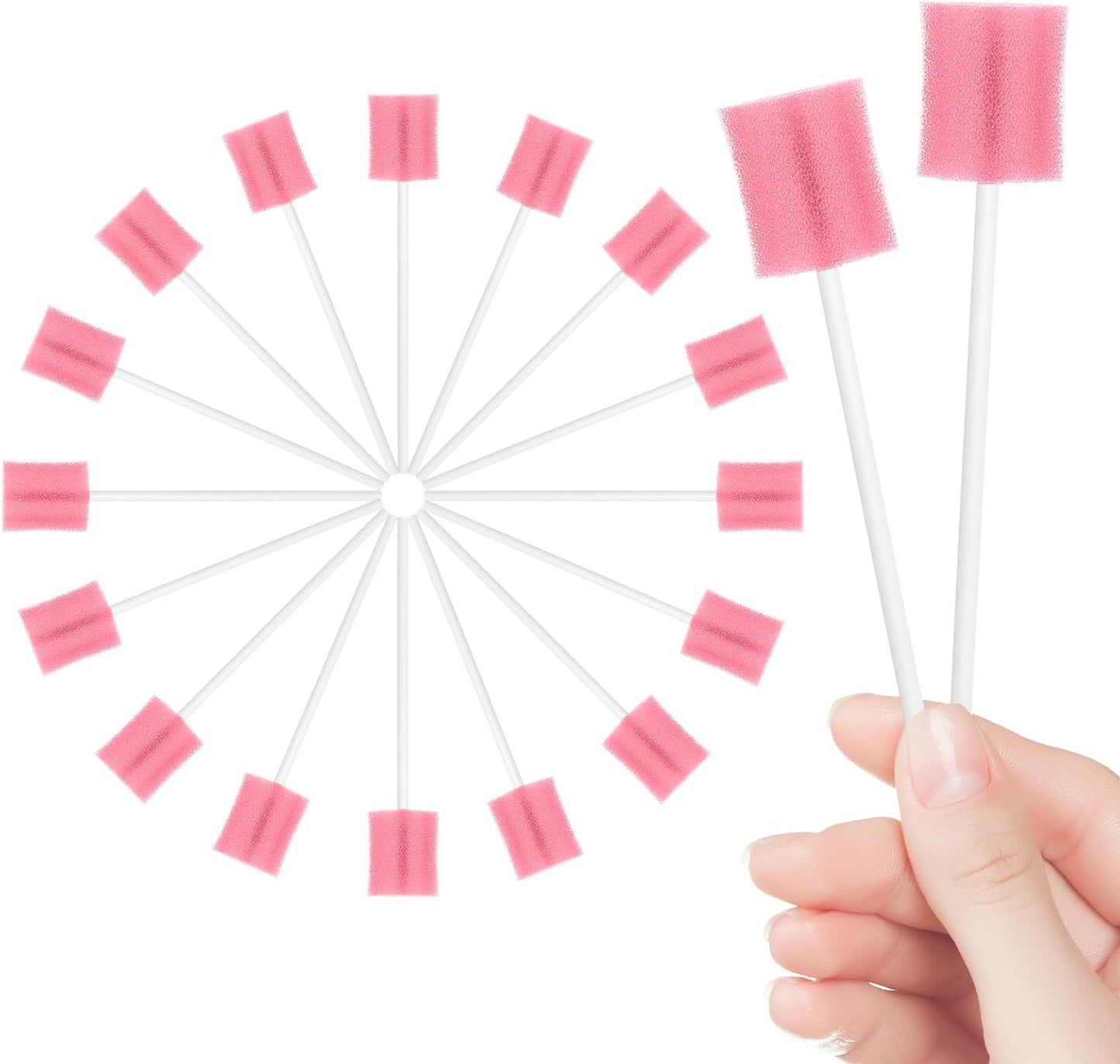 CyanCloud 100 Pieces Oral Swabs Disposable Mouth Swabs Sponge Dental Swabsticks Unflavored for Mouth Cleaning Oral Care Health, Pink