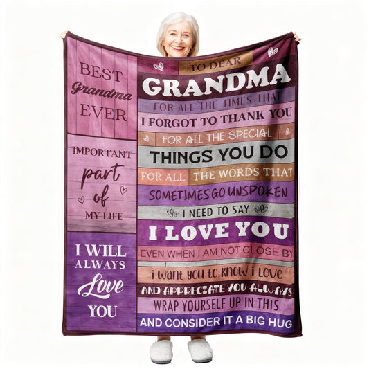 CyanCloud Grandma Gifts Blanket, Grandma Birthday Gifts, Throw Blanket 150x130CM Gifts for Grandma,  Soft Flannel Blanket Presents for Grandma Mothers Day Birthday Gifts