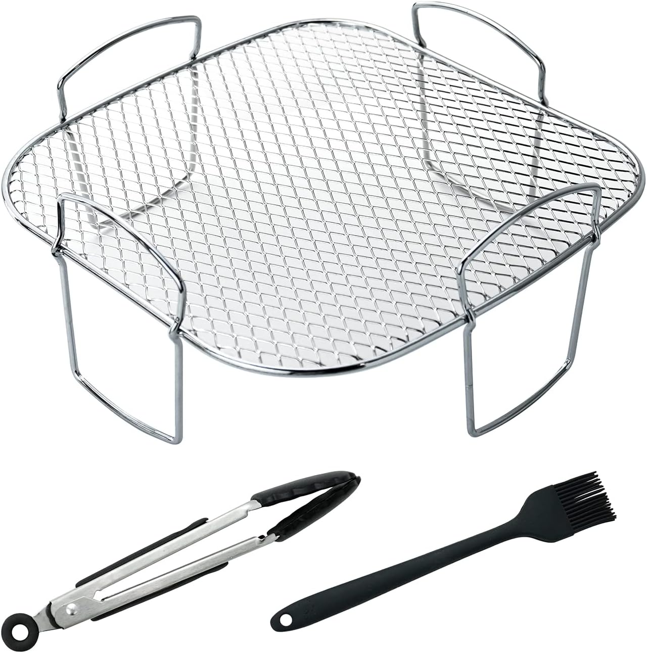Air Fryer Rack for COSORI 5.5L Air Fryer Accessories 304 Stainless Steel 8 Inch Fryer Racks for Gourmia, Tower, Instant Vortex Dehydrator Rack Air Fryer Shelf with Clip Brush