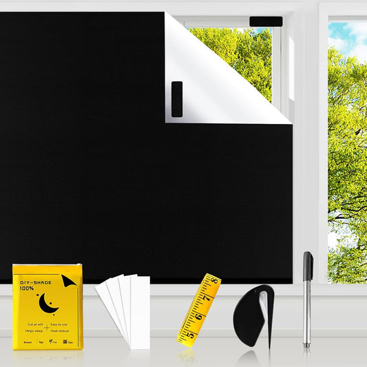 Temporary Blackout Blinds 100% Black out Material Blackout Blinds Stick On 200 X 145 cm Cut To Size Lightweight Blackout Window Blinds for Bedroom Nursery Travel Car