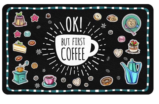 Coffee Mat Coffee Bar Mat Hide Stain Easy To Clean Dish Drying Mat Rubber Backed Absorbent 12"x19" Coffee Station Mat Coffee Maker Mat Espresso Machine Countertop Coffee Bar Accessories