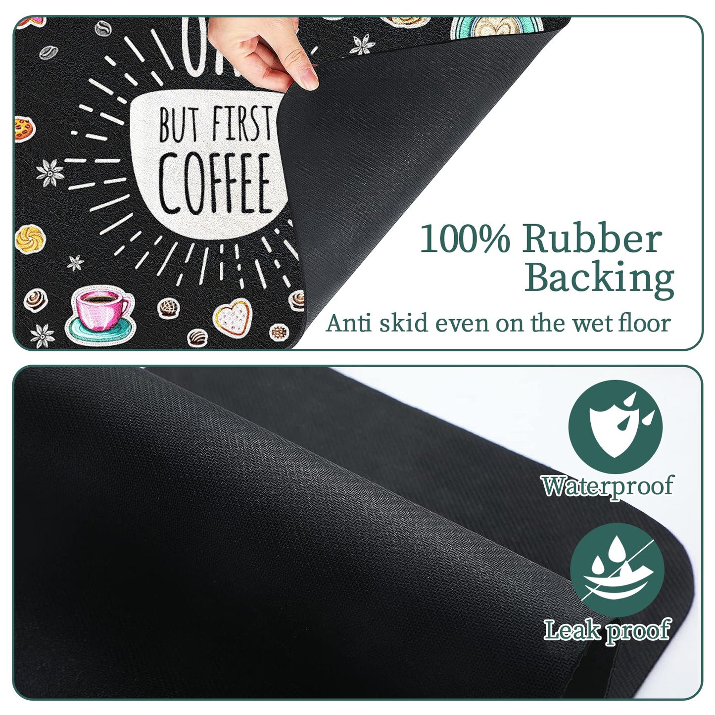 Coffee Mat Coffee Bar Mat Hide Stain Easy To Clean Dish Drying Mat Rubber Backed Absorbent 12"x19" Coffee Station Mat Coffee Maker Mat Espresso Machine Countertop Coffee Bar Accessories