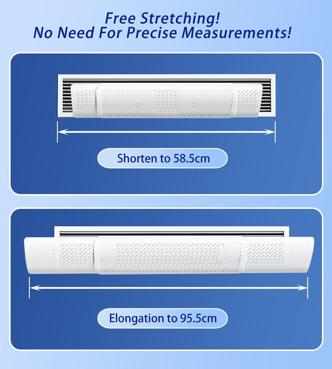 CyanCloud Air Conditioner Deflector, 58-95 cm Adjutstable, Retractable Adjustable Central AC Air Deflector for Central Air Conditioner's Register and Grille, Universal Deflector for Top/Side Vents
