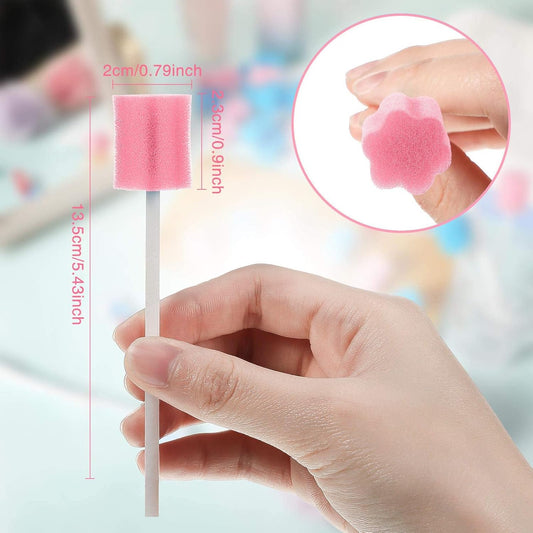 CyanCloud 100 Pieces Oral Swabs Disposable Mouth Swabs Sponge Dental Swabsticks Unflavored for Mouth Cleaning Oral Care Health, Pink