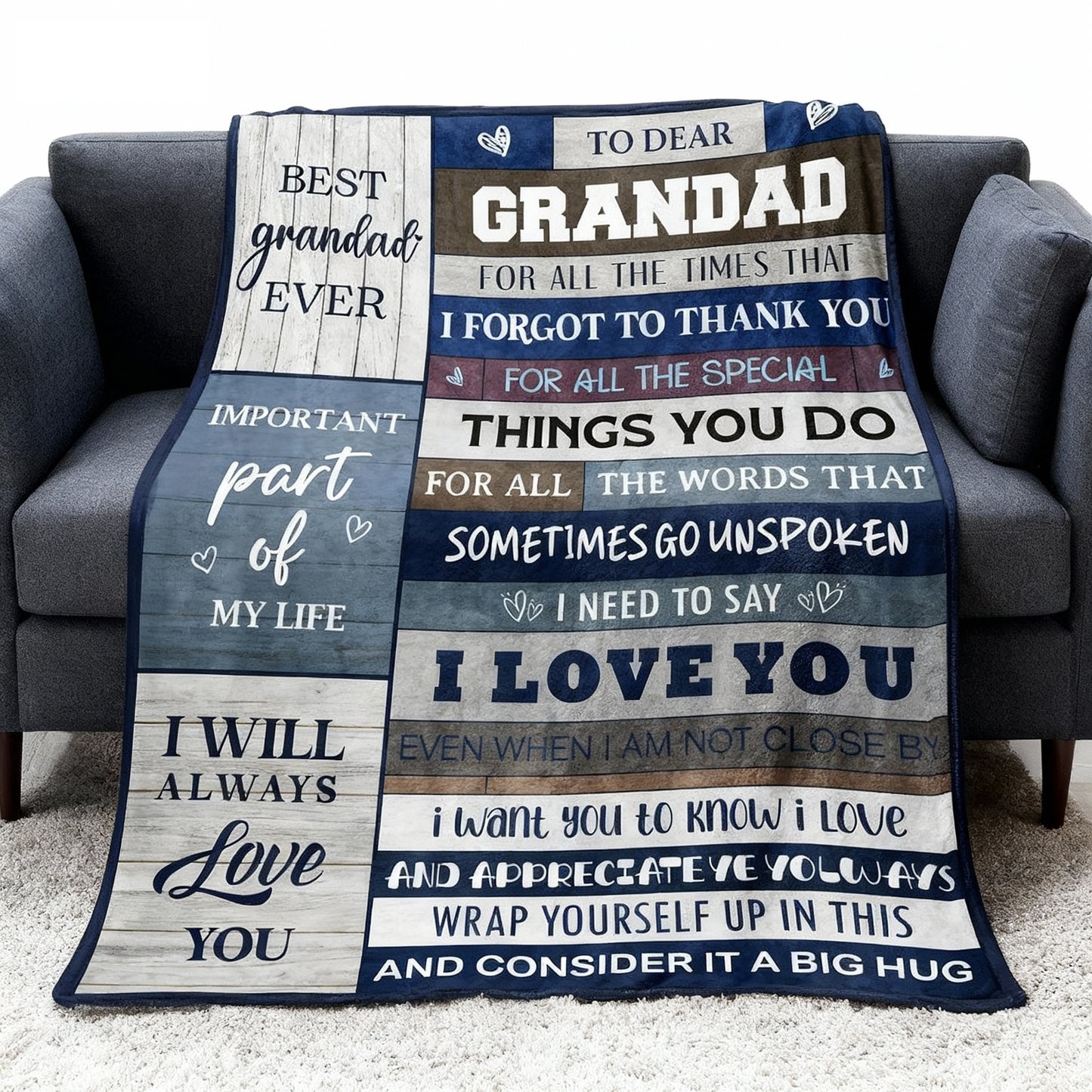 CyanCloud Grandad Gifts Blanket, Grandad Birthday Gifts, Throw Blanket 150x130CM Gifts for Grandad,  Soft Flannel Blanket Presents for Grandad Fathers Day Birthday Gifts