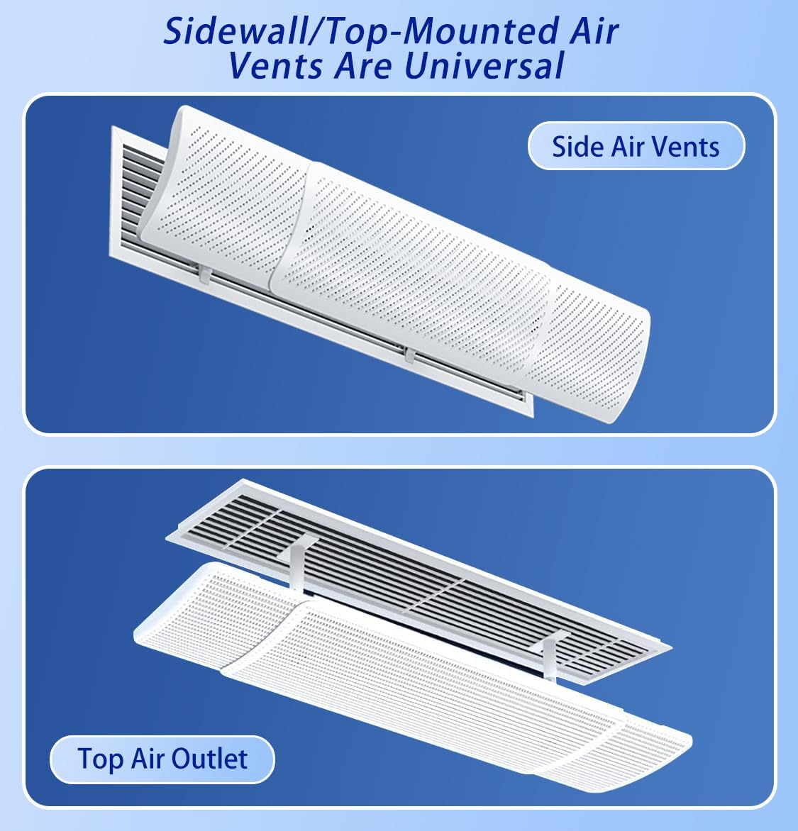 CyanCloud Air Conditioner Deflector, 58-95 cm Adjutstable, Retractable Adjustable Central AC Air Deflector for Central Air Conditioner's Register and Grille, Universal Deflector for Top/Side Vents
