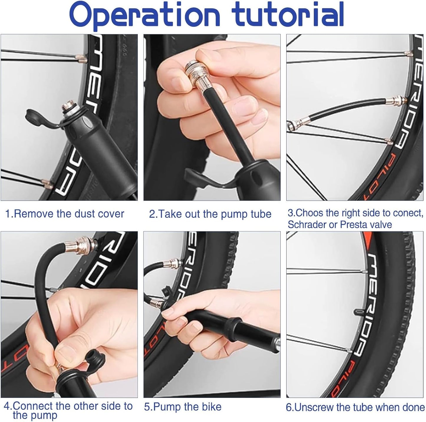 CyanCloud Mini Bike Pump,Bicycle Pump Portable, Universal American and French valves, no Need to Change valves for Road and Mountain Bikes, Scooter tire Pumps.