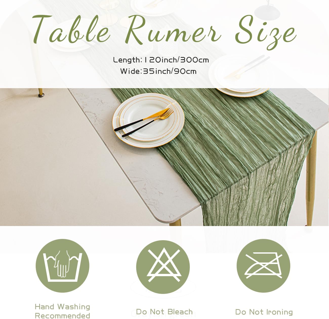 CyanCloud Cheesecloth Table Runner 2 Pack Sage Green Wedding Table Cover Decor Arch Draping 35 x 157 Inch Gauze Fabric Table Runner Long Boho Party Weddings Holiday Kitchen Table Decorations