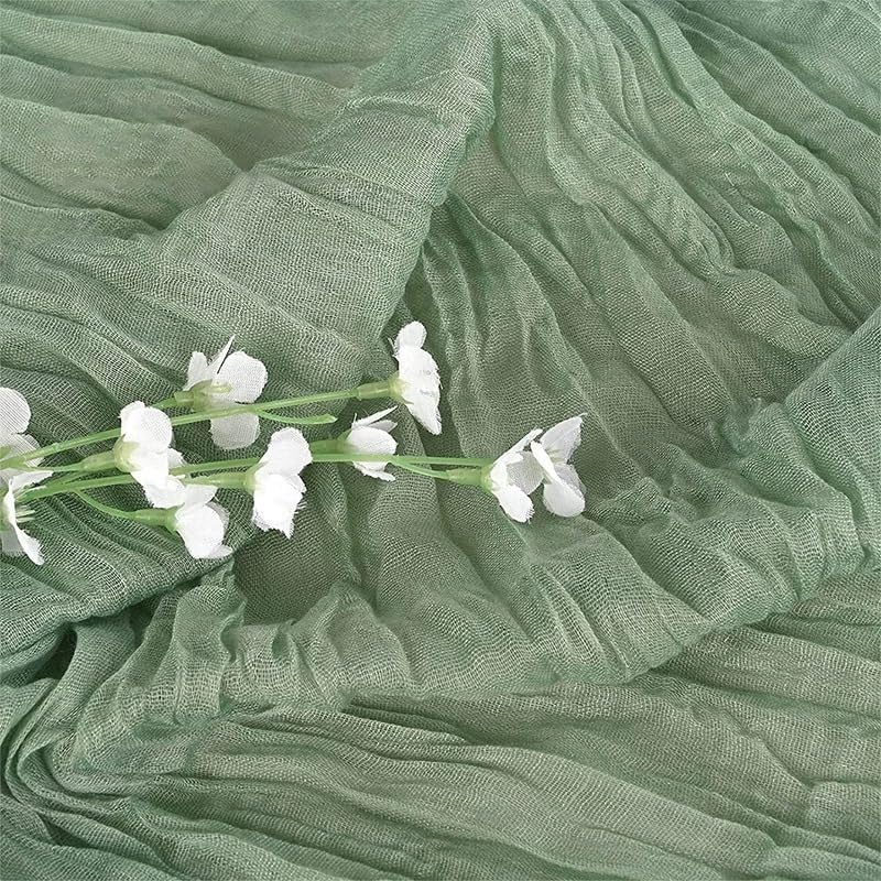 CyanCloud Cheesecloth Table Runner 2 Pack Sage Green Wedding Table Cover Decor Arch Draping 35 x 157 Inch Gauze Fabric Table Runner Long Boho Party Weddings Holiday Kitchen Table Decorations