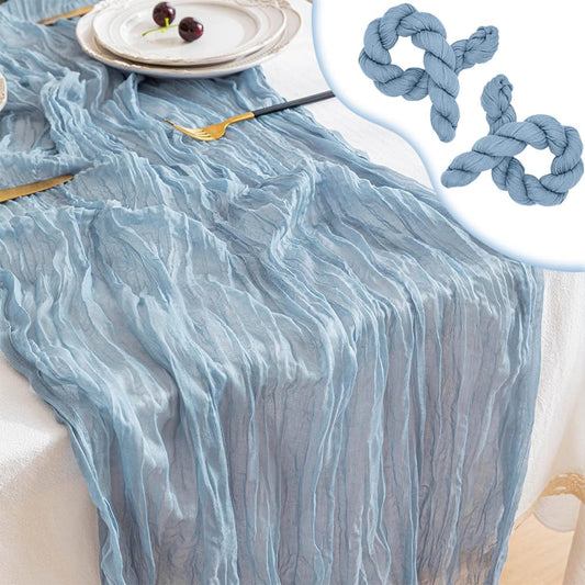 CyanCloud 2 Pack Cheesecloth Table Runner Blue Table Runner 35 x 157 Inch Wedding Table Cover Decor Arch Draping Gauze Fabric Table Runner Boho for Party Weddings Holiday Kitchen Table