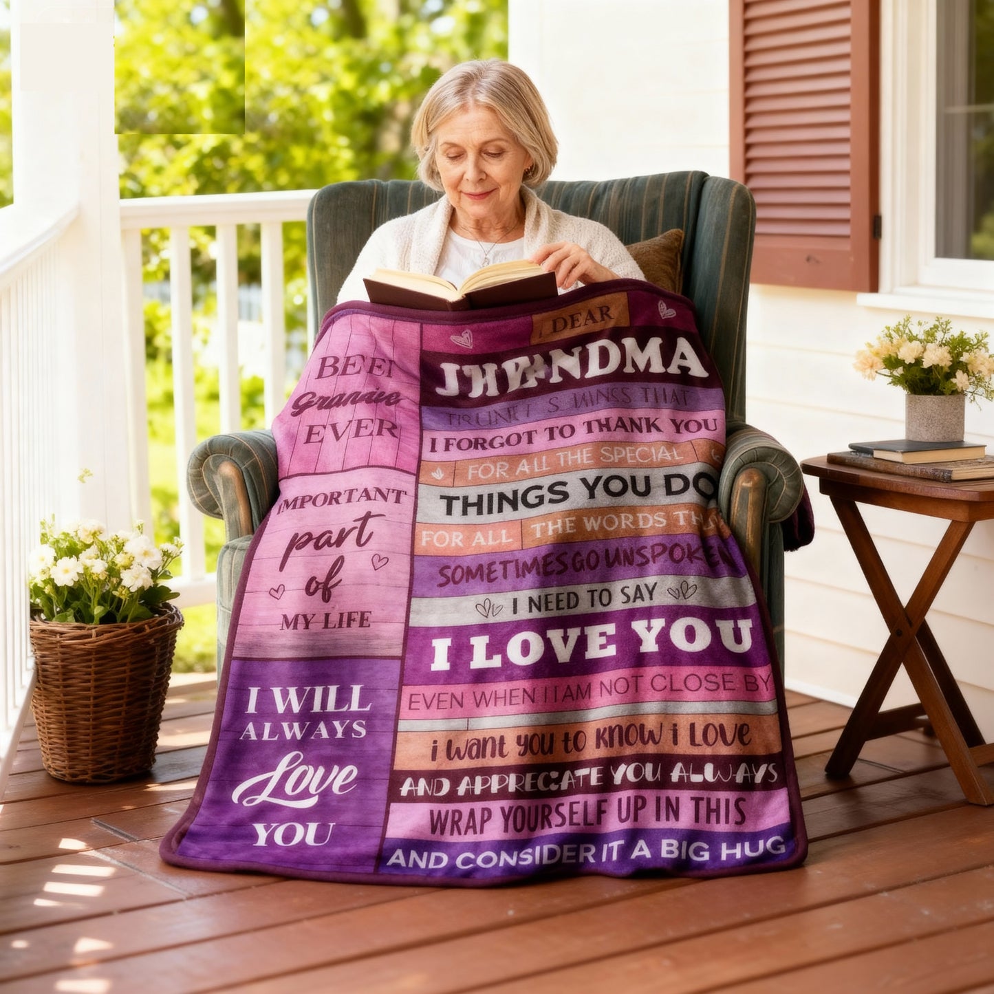 CyanCloud Grandma Gifts Blanket, Grandma Birthday Gifts, Throw Blanket 150x130CM Gifts for Grandma,  Soft Flannel Blanket Presents for Grandma Mothers Day Birthday Gifts