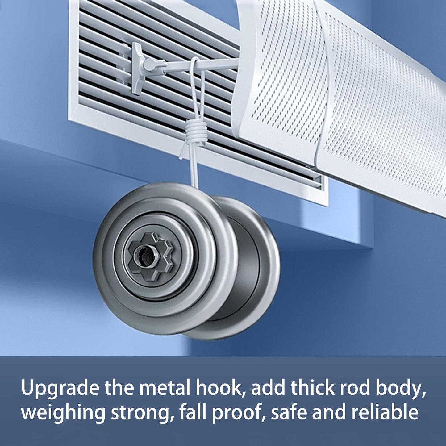 CyanCloud Air Conditioner Deflector, 58-95 cm Adjutstable, Retractable Adjustable Central AC Air Deflector for Central Air Conditioner's Register and Grille, Universal Deflector for Top/Side Vents