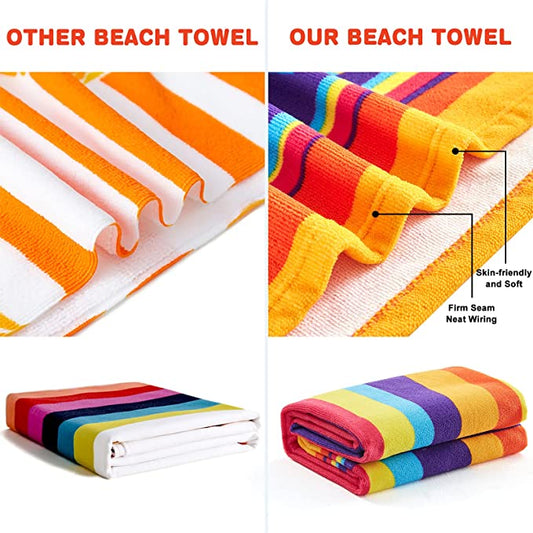 Beach Towel, CyanCloud Beach Towel, Sand Free Microfiber Beach Towel Lightweight, Super Absorbent Personalized Pool Towels & Cabana Stripe Beach Towel 40”x70” for Adults,Men,Women,Kids