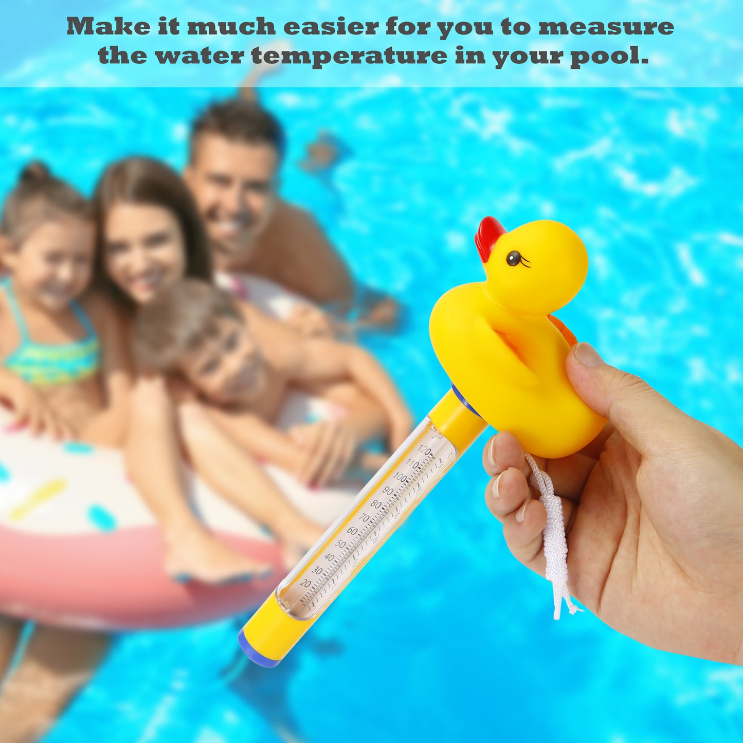 CyanCloud Pool Thermometer Floating, Swimming Pool Thermometer Outdoor/Indoor Bath Water, Hot Tub, Spa,Yellow Duck